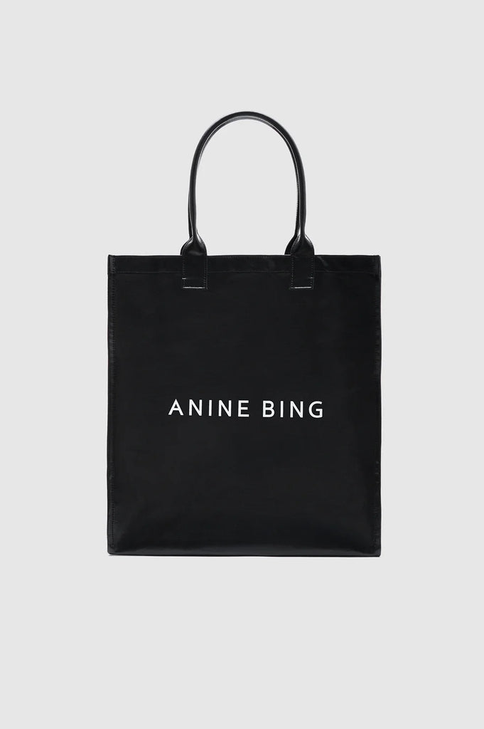 Leonie Coated Canvas Tote in Black