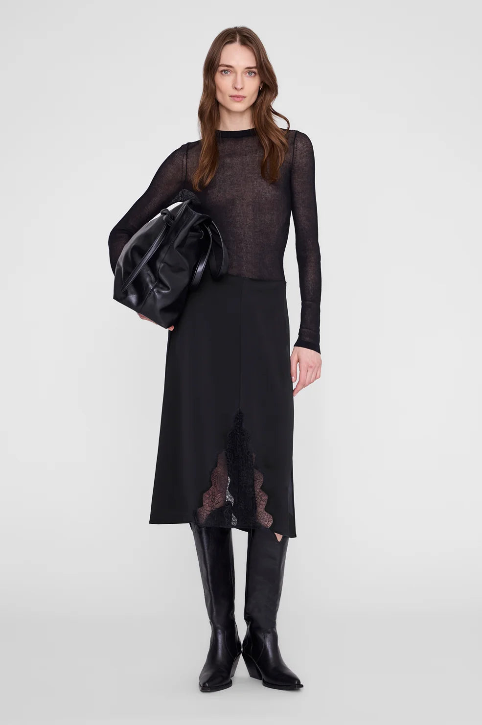 Malou Skirt in Black and Black Lace