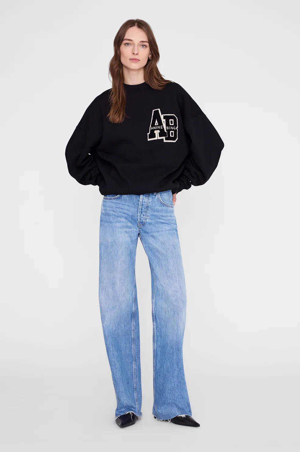 Miles Oversized Sweatshirt Letterman in Black