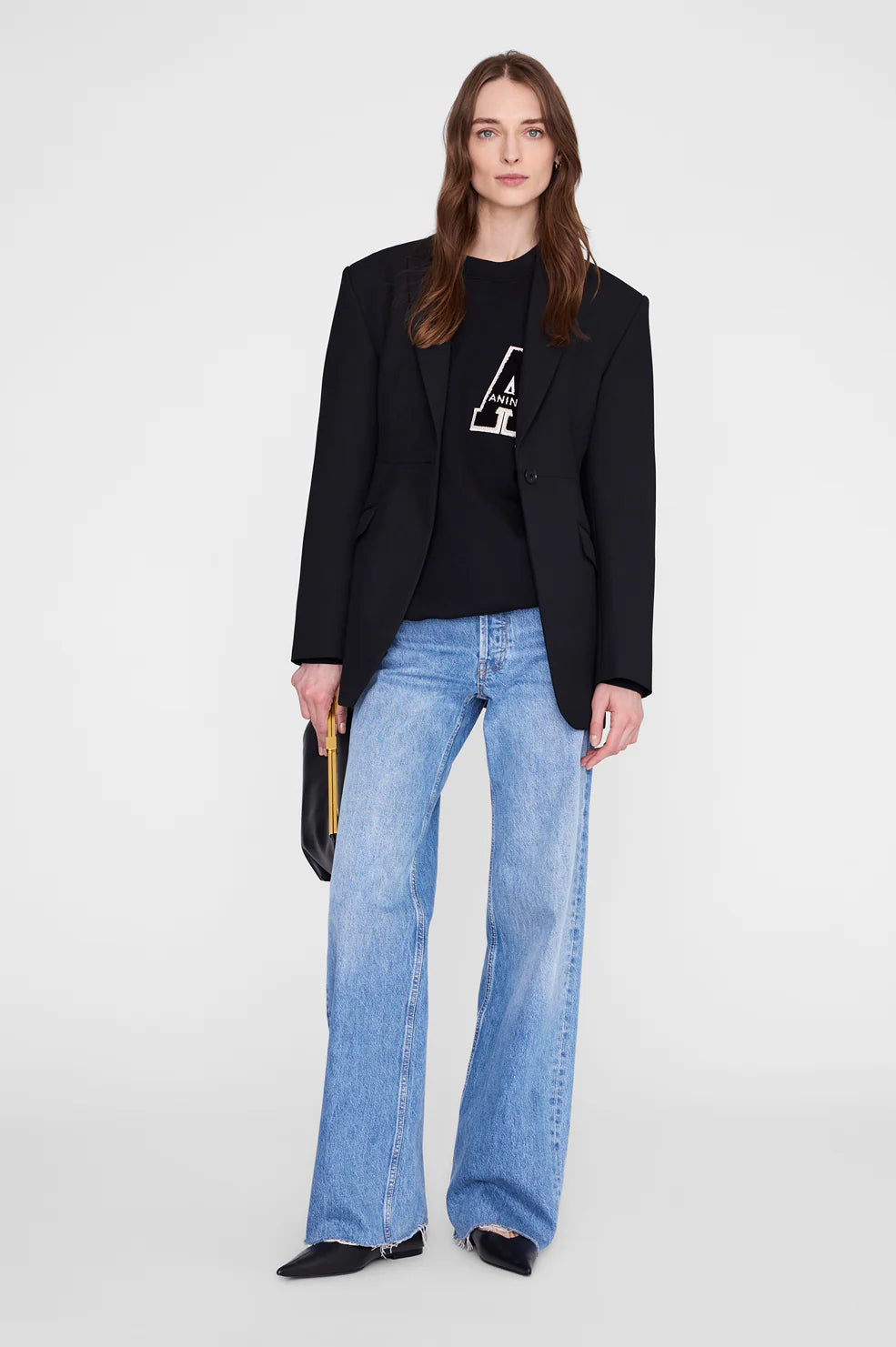 Miles Oversized Sweatshirt Letterman in Black