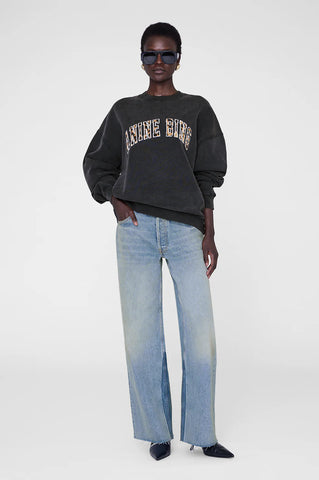 Miles Sweatshirt Anine Bing Leopard in Washed Black