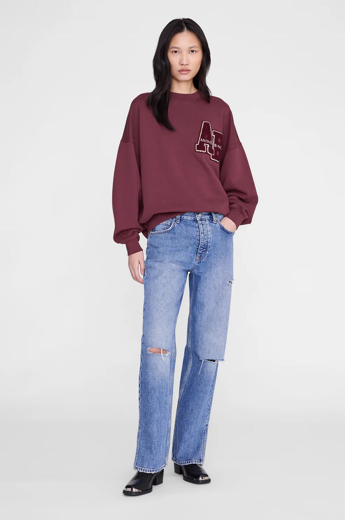 Miles Sweatshirt Letterman in Fig