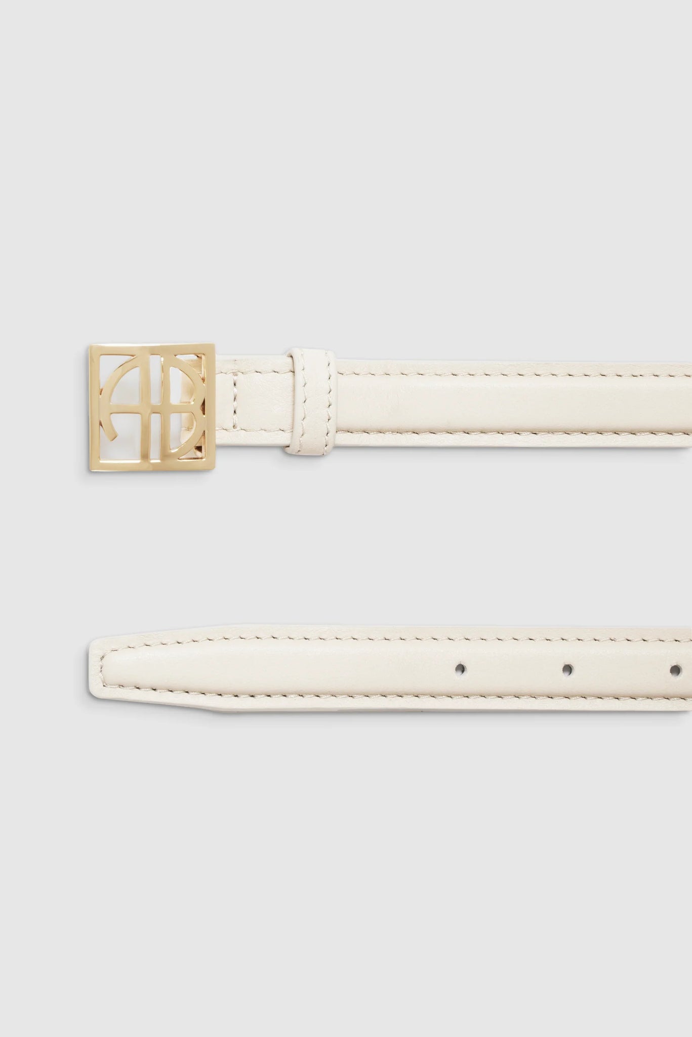 Monogram Belt in Bone and Gold