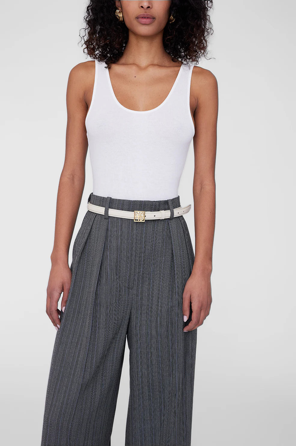 Monogram Belt in Bone and Gold