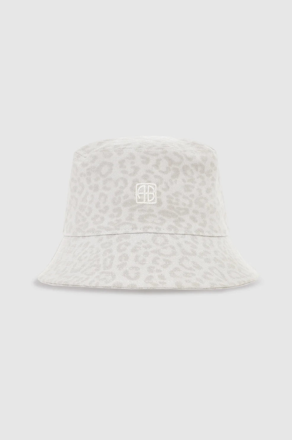Nicks Bucket Hat in Washed White Leopard