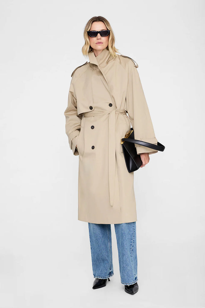 Rickie Maxi Trench in Beige