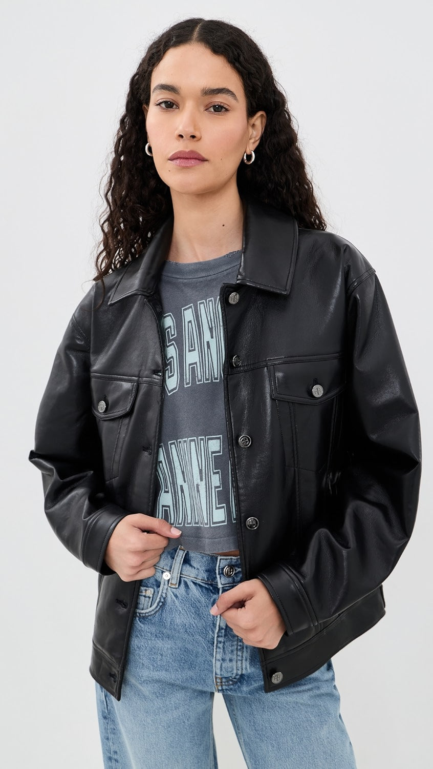 Rory Jacket in Black Recycled Leather