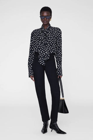 Ruby Shirt in Black and White Double Dot Jacquard