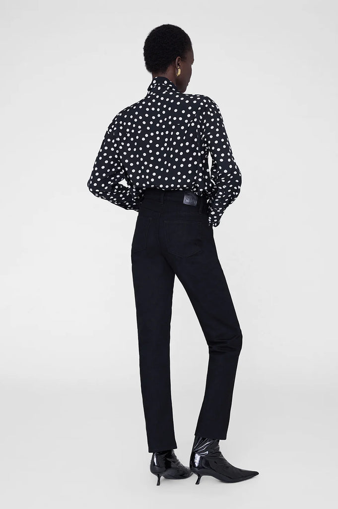Ruby Shirt in Black and White Double Dot Jacquard