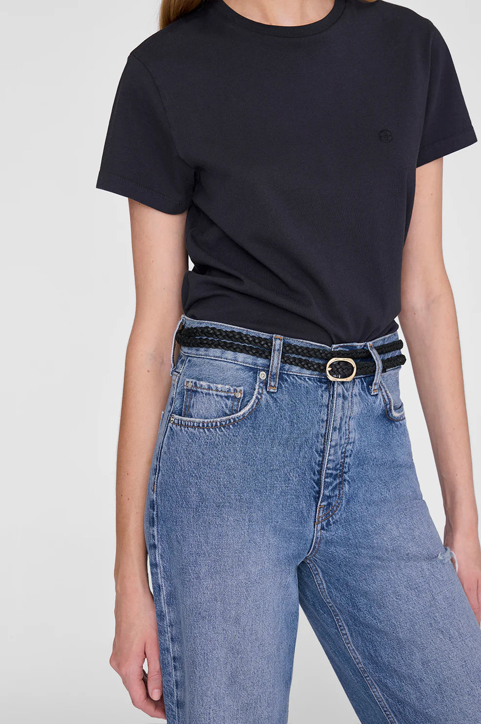 Small Double Signature Link Belt Braided in Black