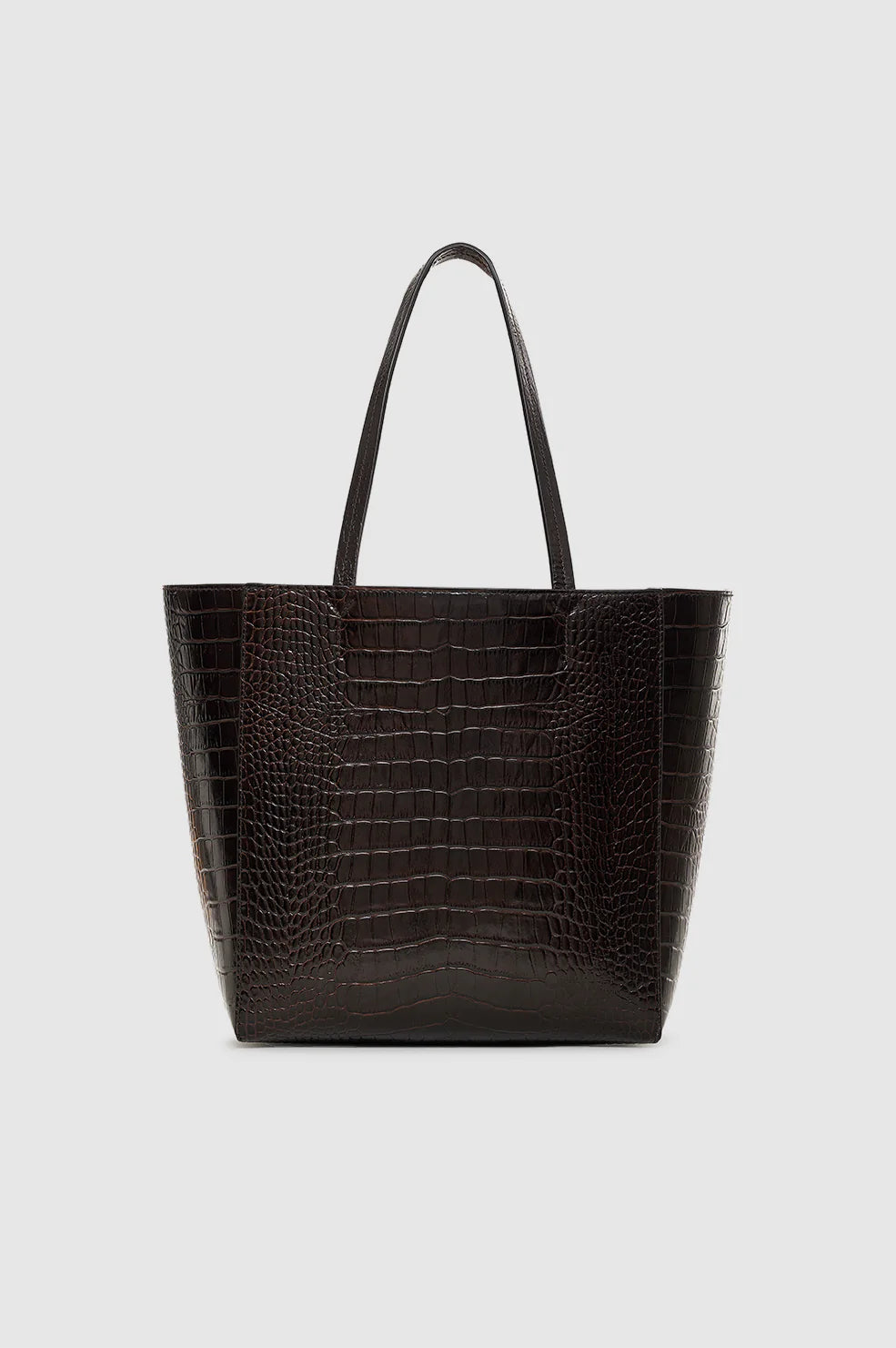 Small Elly Tote in Dark Brown Embossed