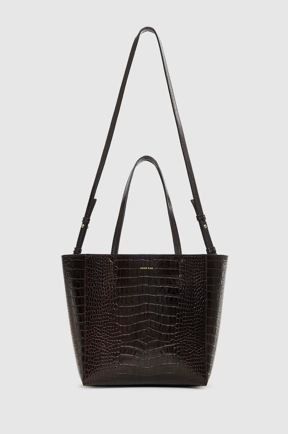 Small Elly Tote in Dark Brown Embossed
