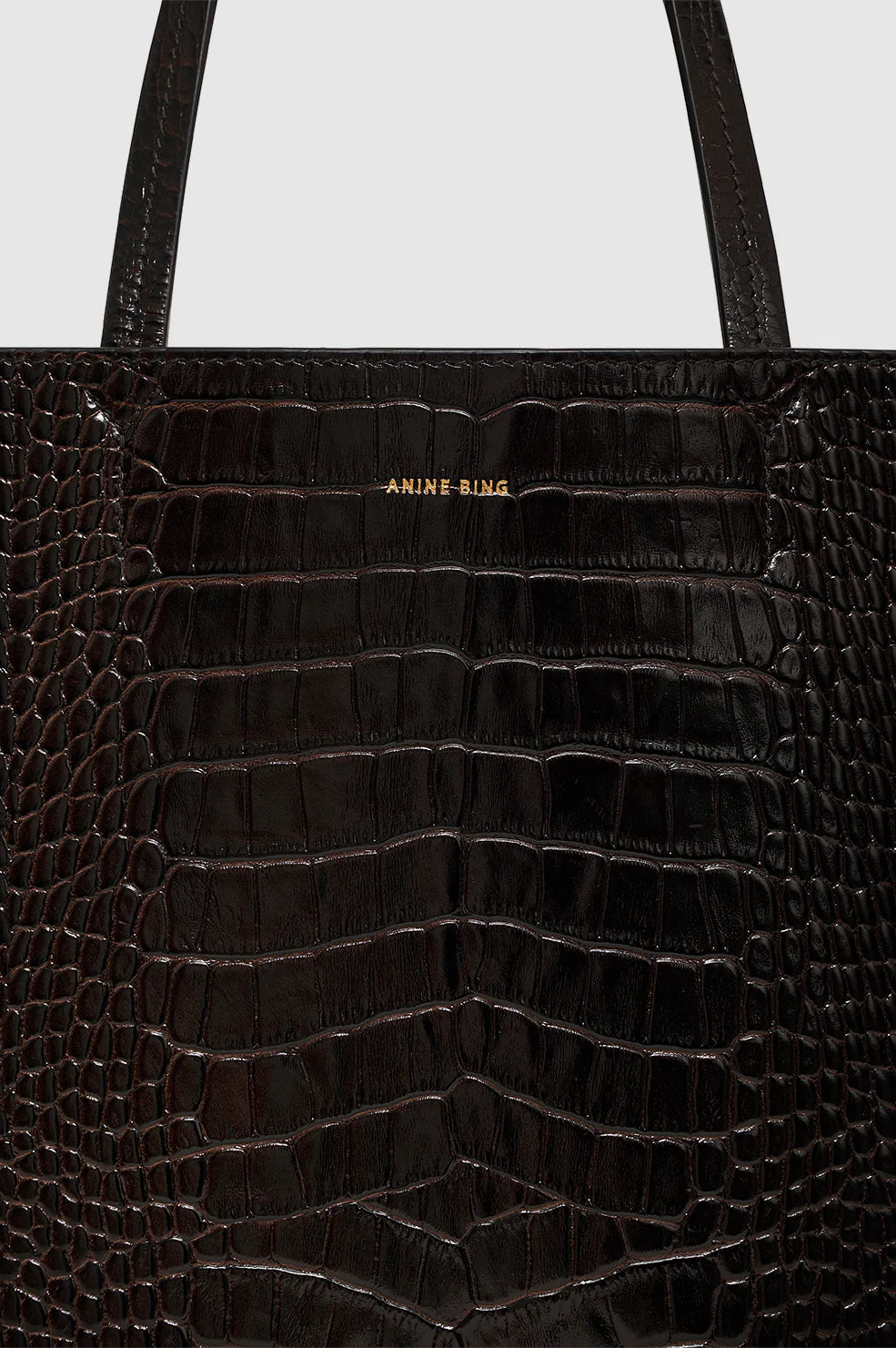 Small Elly Tote in Dark Brown Embossed