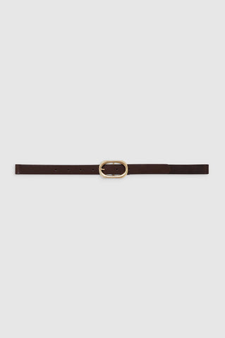 Small Signature Link Belt in Dark Brown with Gold