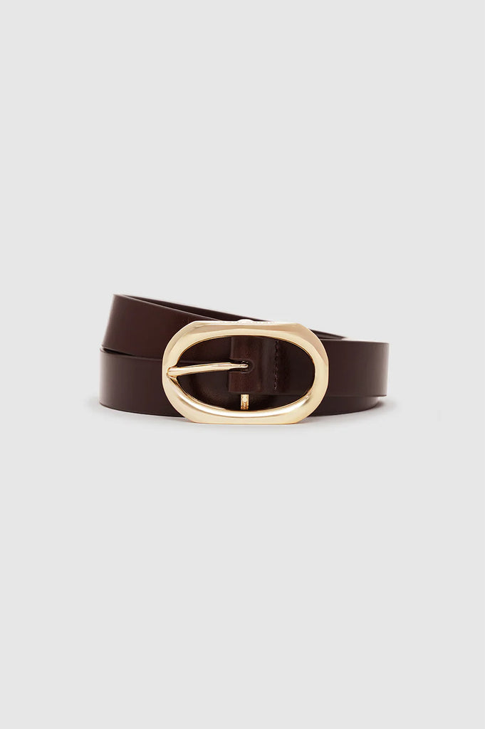 Small Signature Link Belt in Dark Brown with Gold