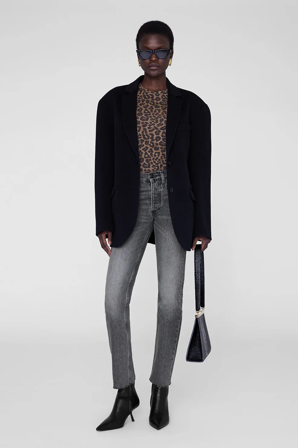 Sylvie Long Sleeve Tee in Black and Brown Leopard