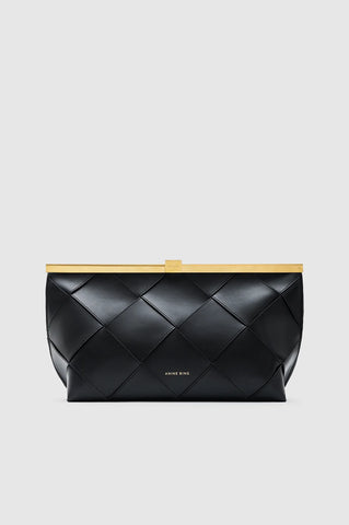 Anine Clutch Braided Leather in Black