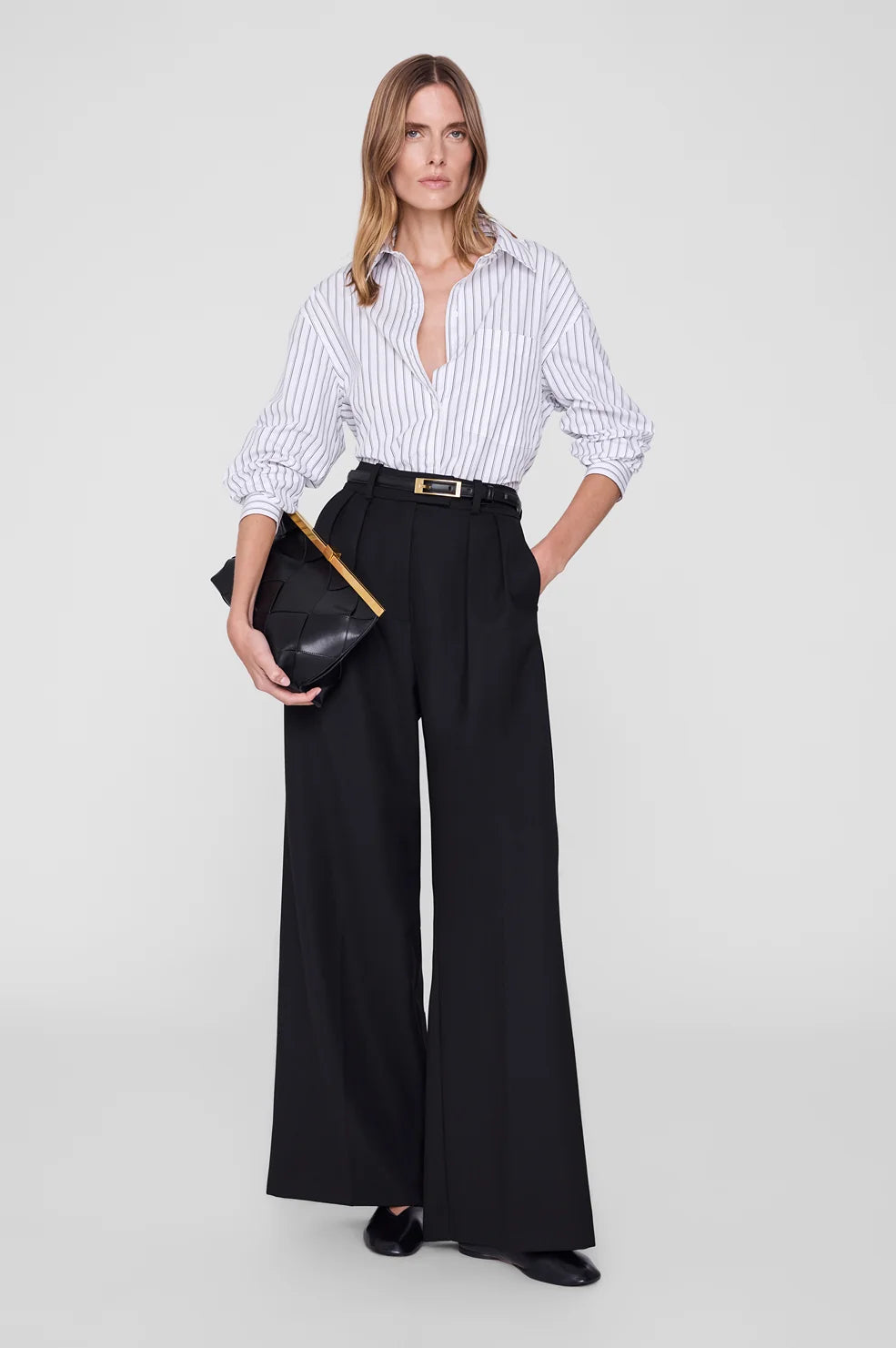 Anine Clutch Braided Leather in Black