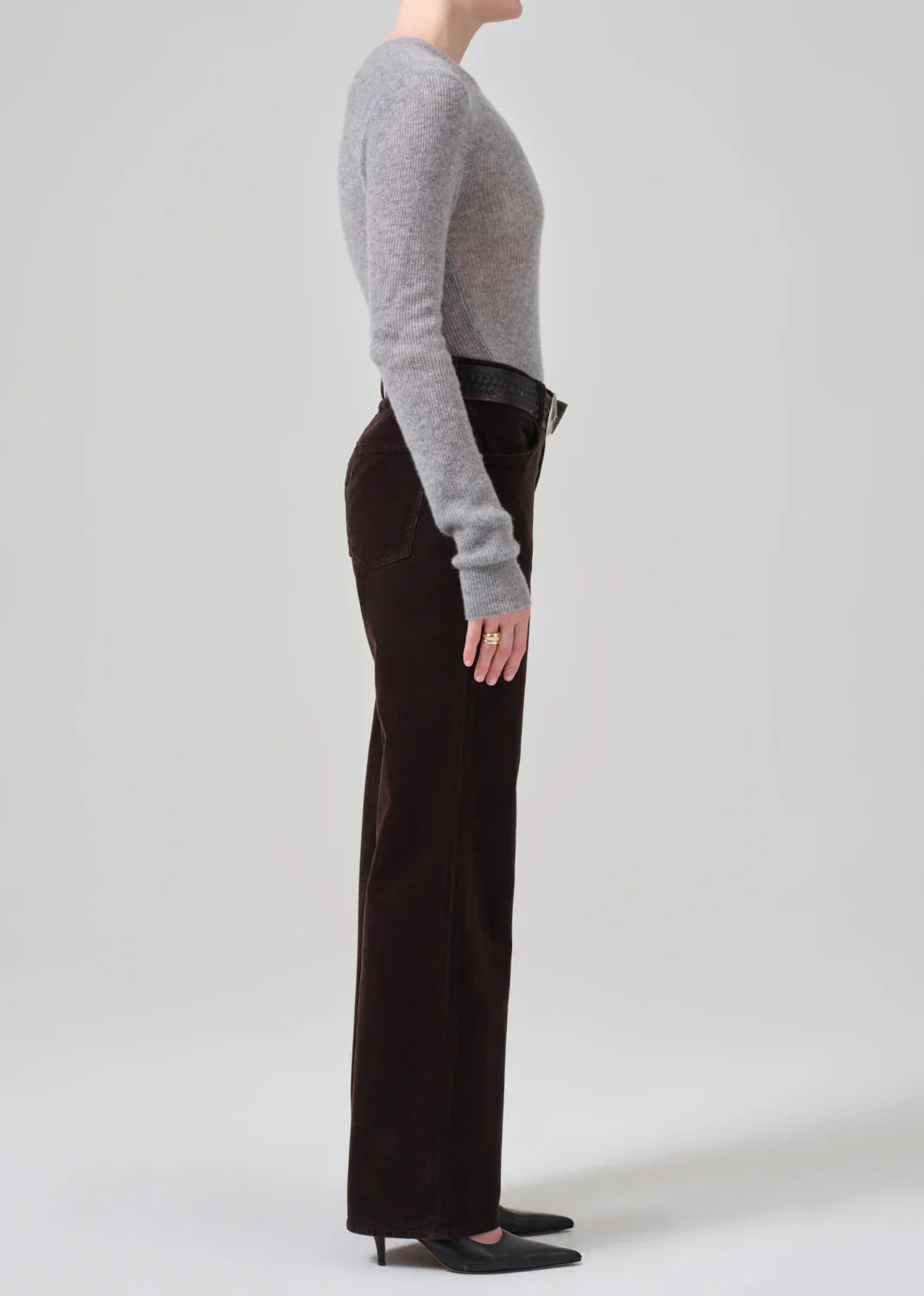 Annina High Rise Wide Leg 33" Corduroy in Clove