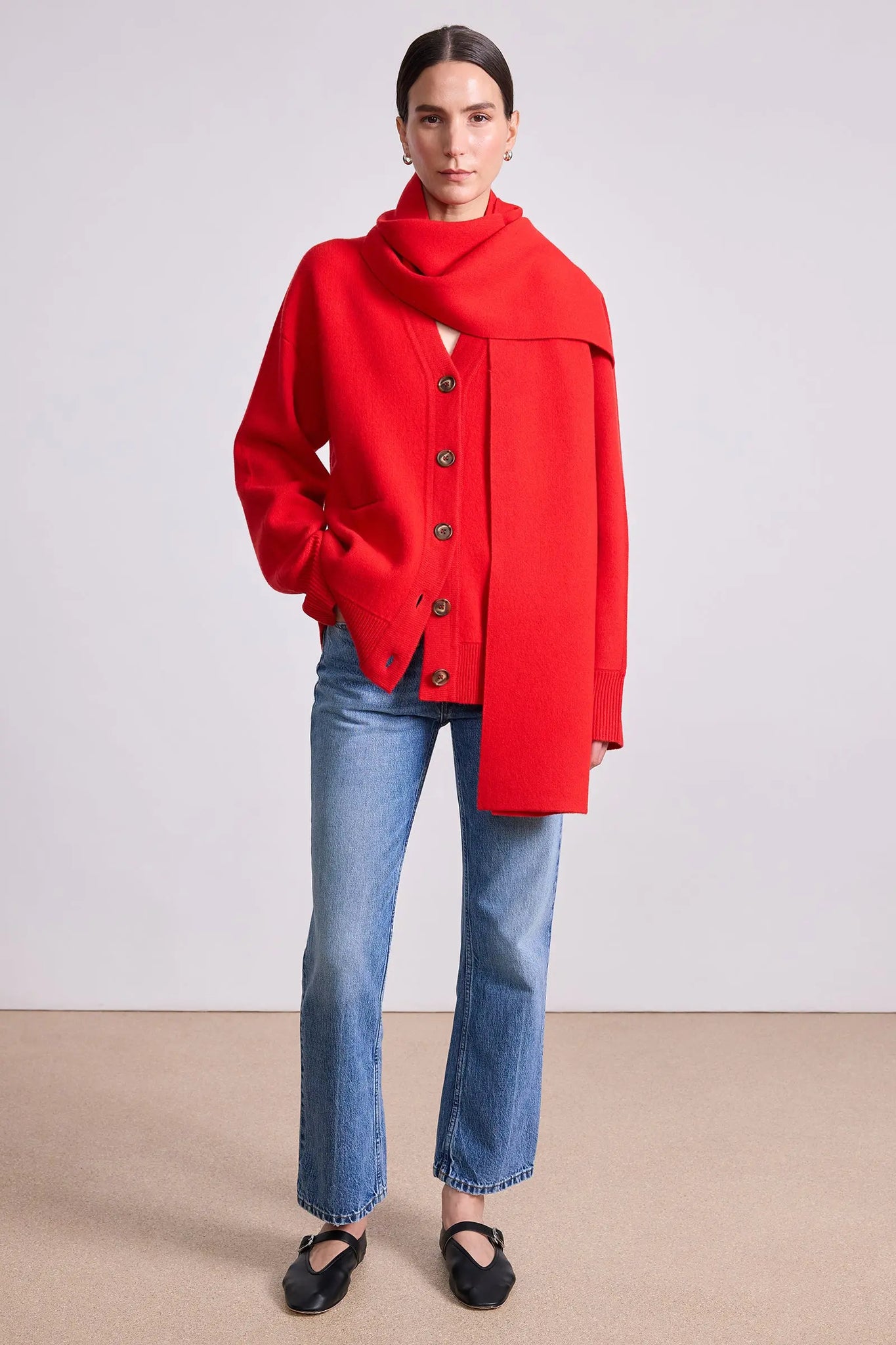 Medina Cardigan with Scarf in Tigerlily