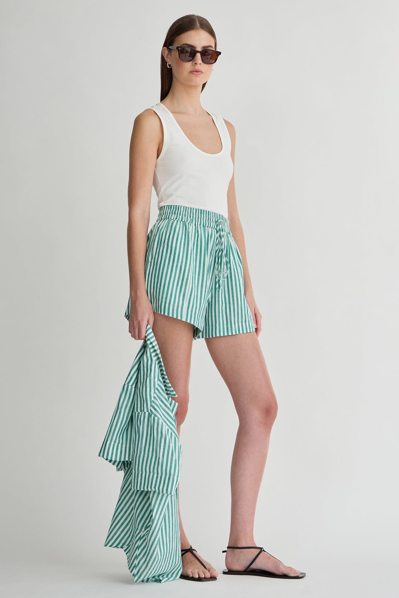 Trail Short in Yam Dye Stripe Green
