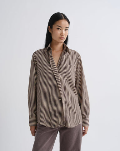 Aris Shirt in Trace Stripe Chocolate/Taupe