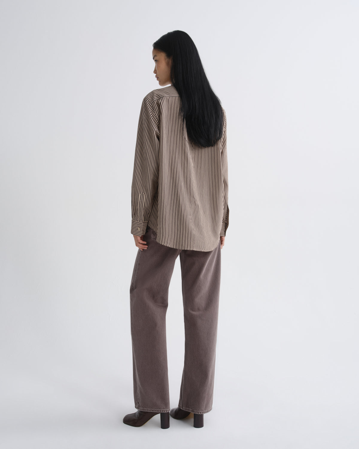 Aris Shirt in Trace Stripe Chocolate/Taupe