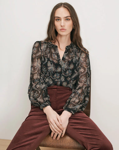Ashlynn Silk Blouse in Black Multi