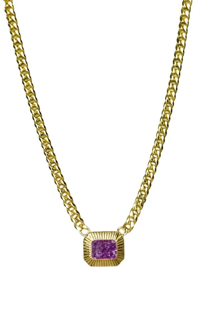 Astor Necklace in Gold and Purple Crystal