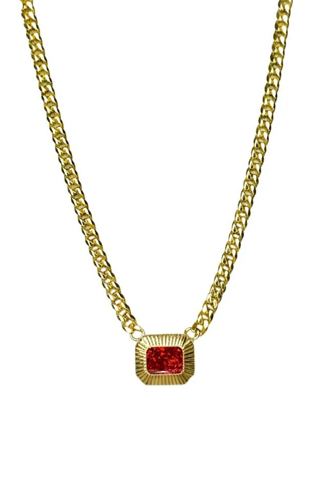 Astor Necklace in Gold and Red Crystal