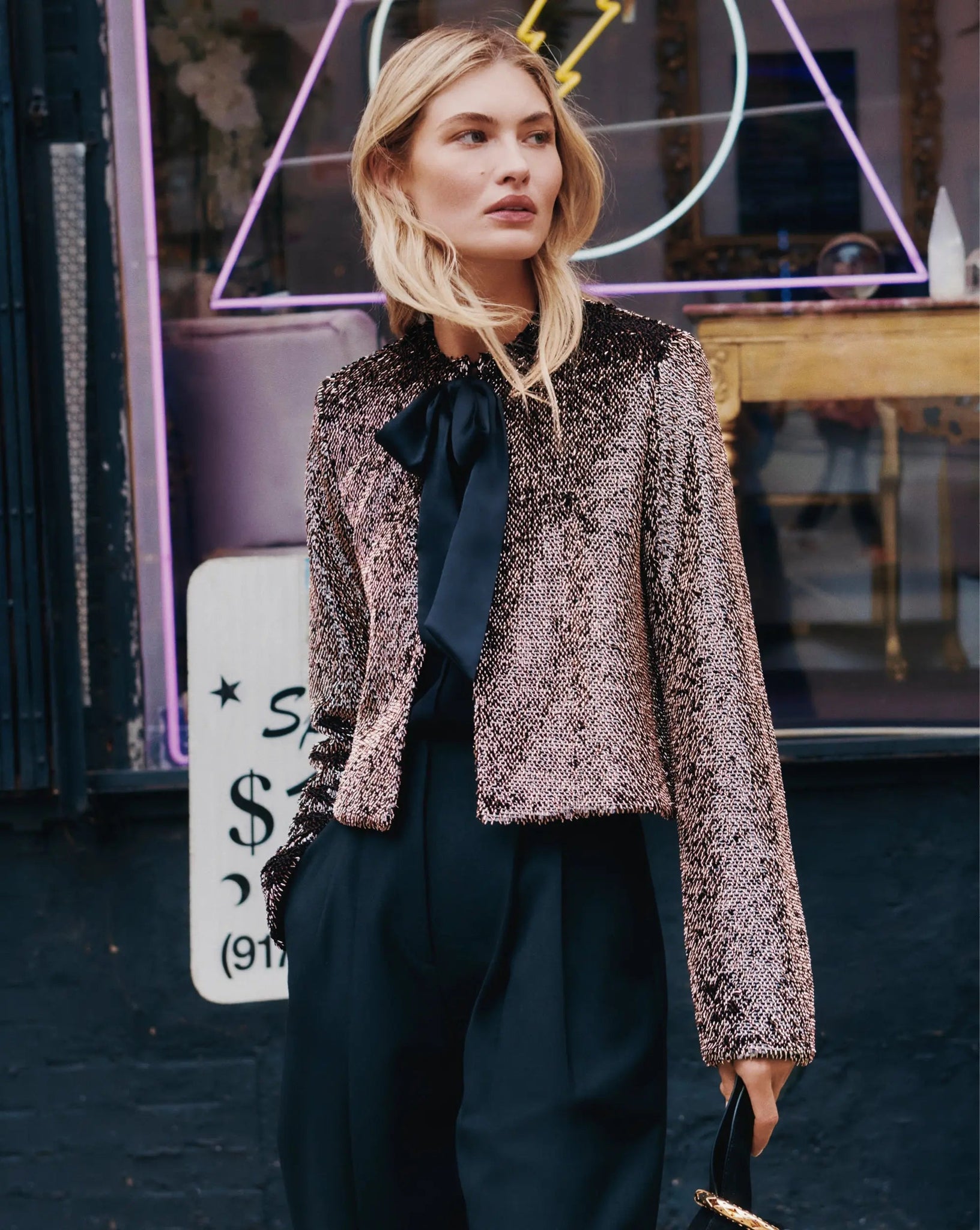 Bancroff Sequin Jacket in Copper/Black