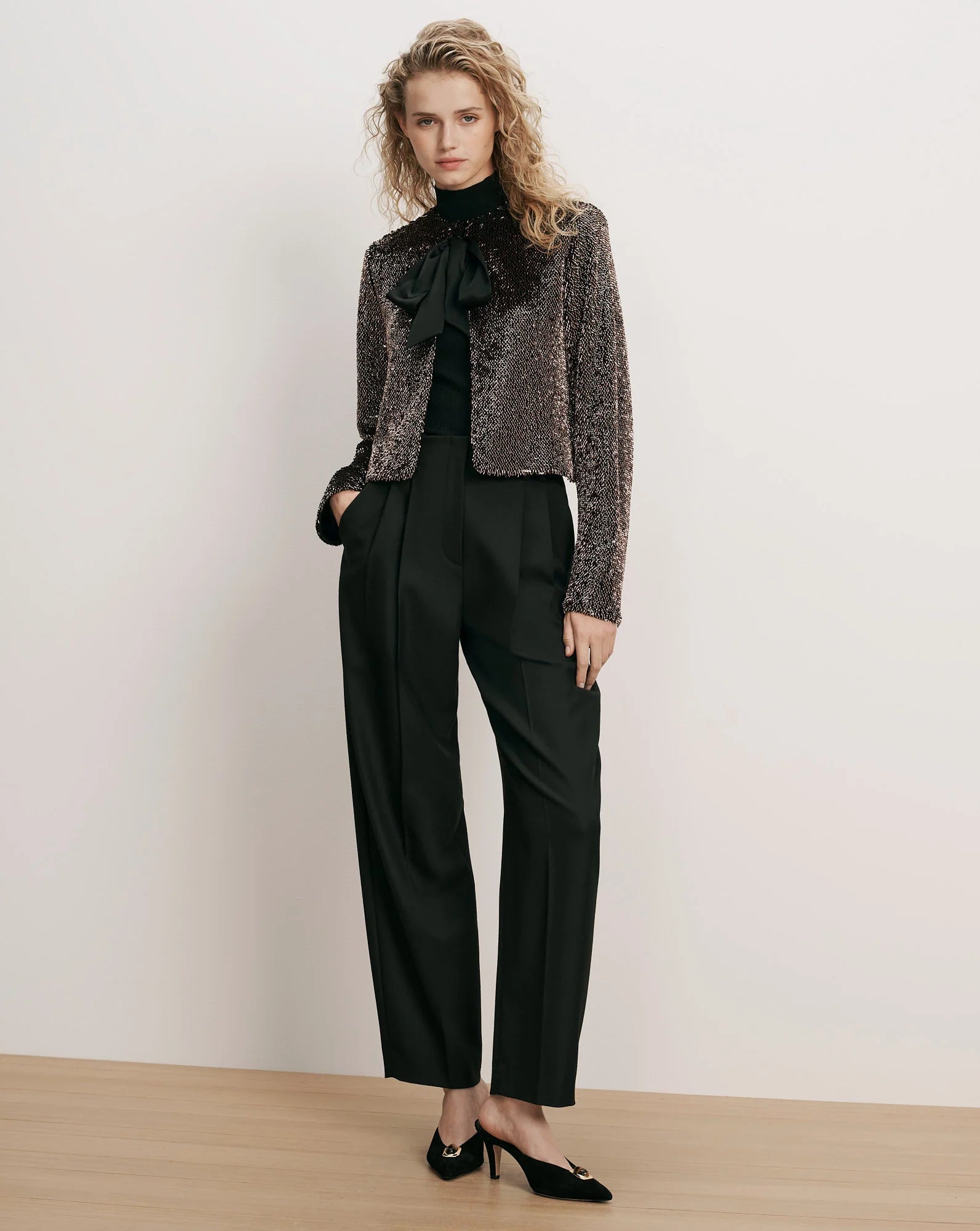 Bancroff Sequin Jacket in Copper/Black