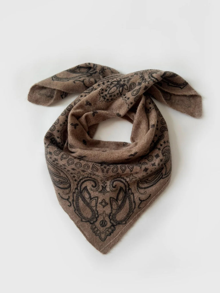 CASHMERE PAISLEY SCARF | GREIGE | 65 CM