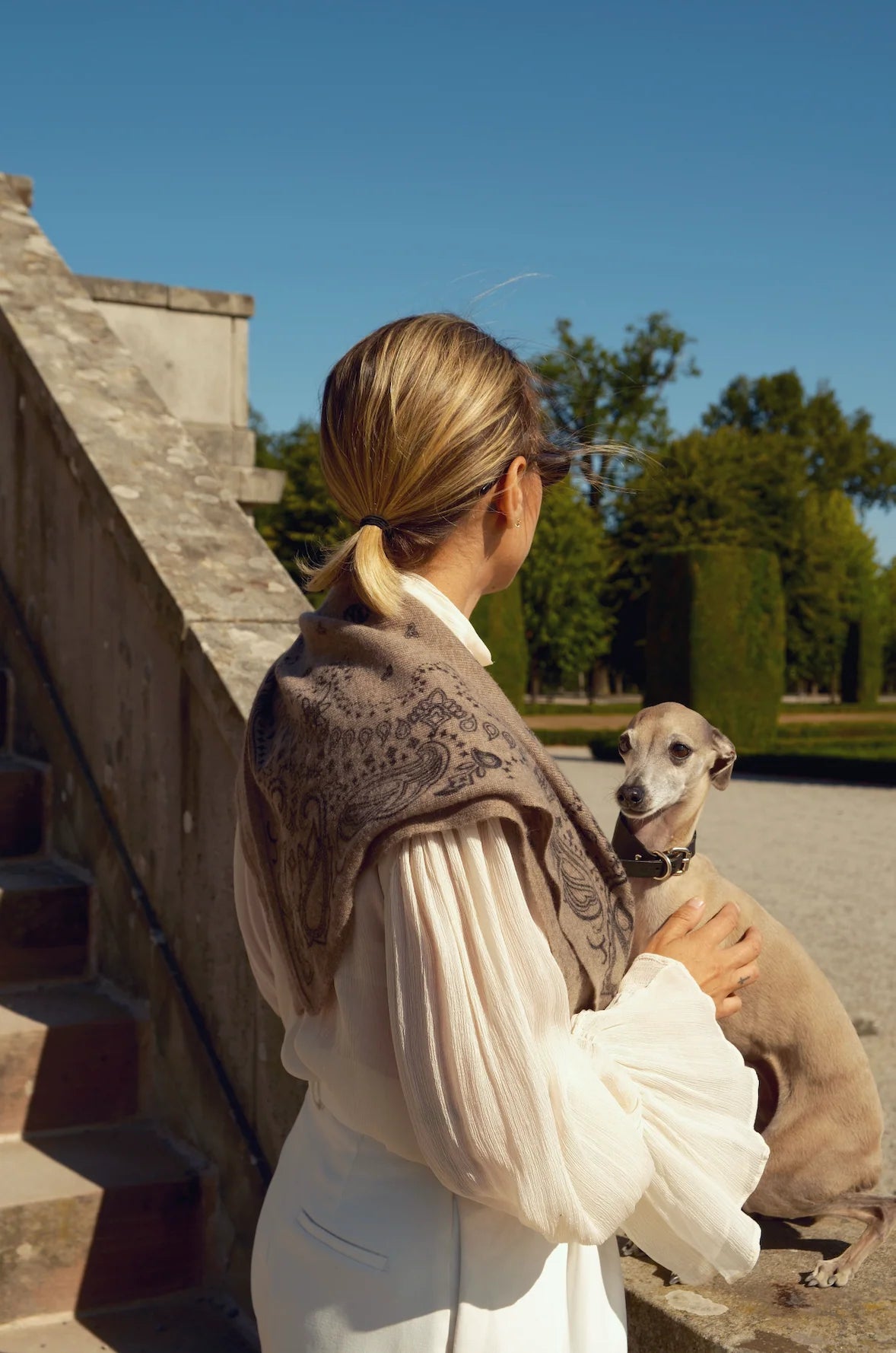 CASHMERE PAISLEY SCARF | GREIGE | 65 CM