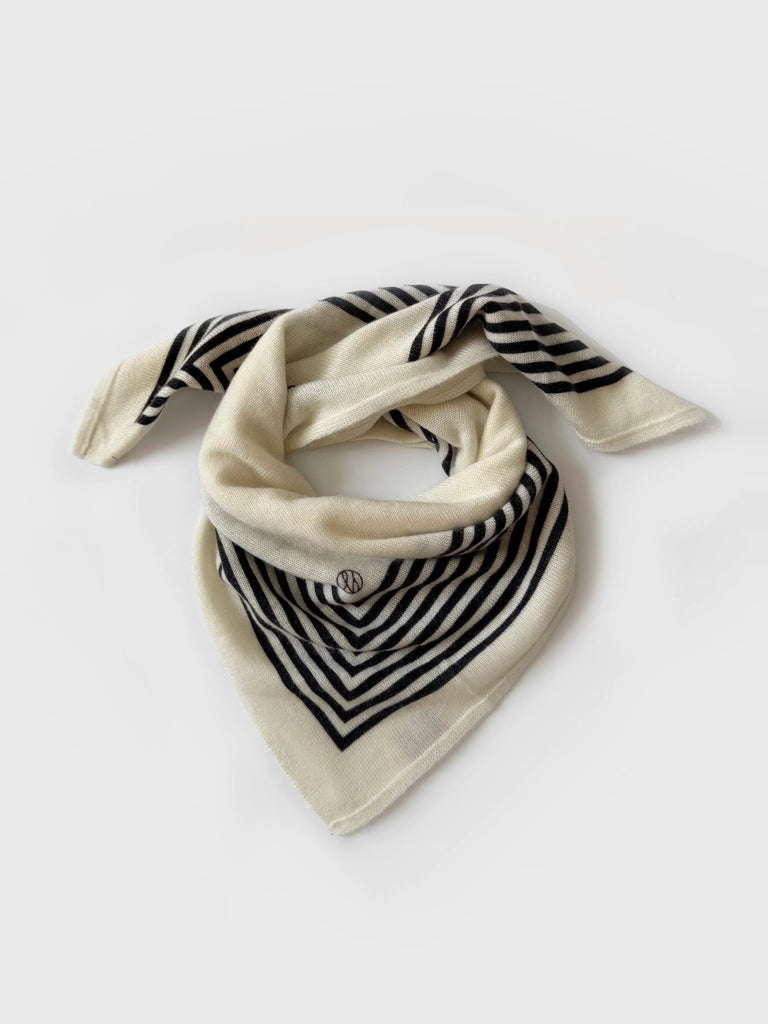 CASHMERE STRIPED SCARF | CREAM | 65 CM