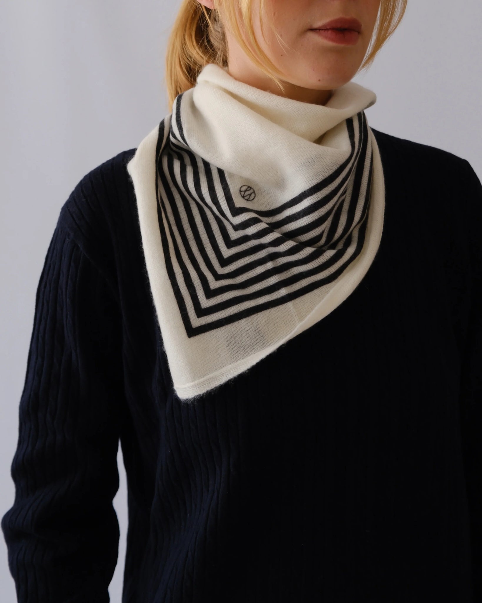 CASHMERE STRIPED SCARF | CREAM | 65 CM