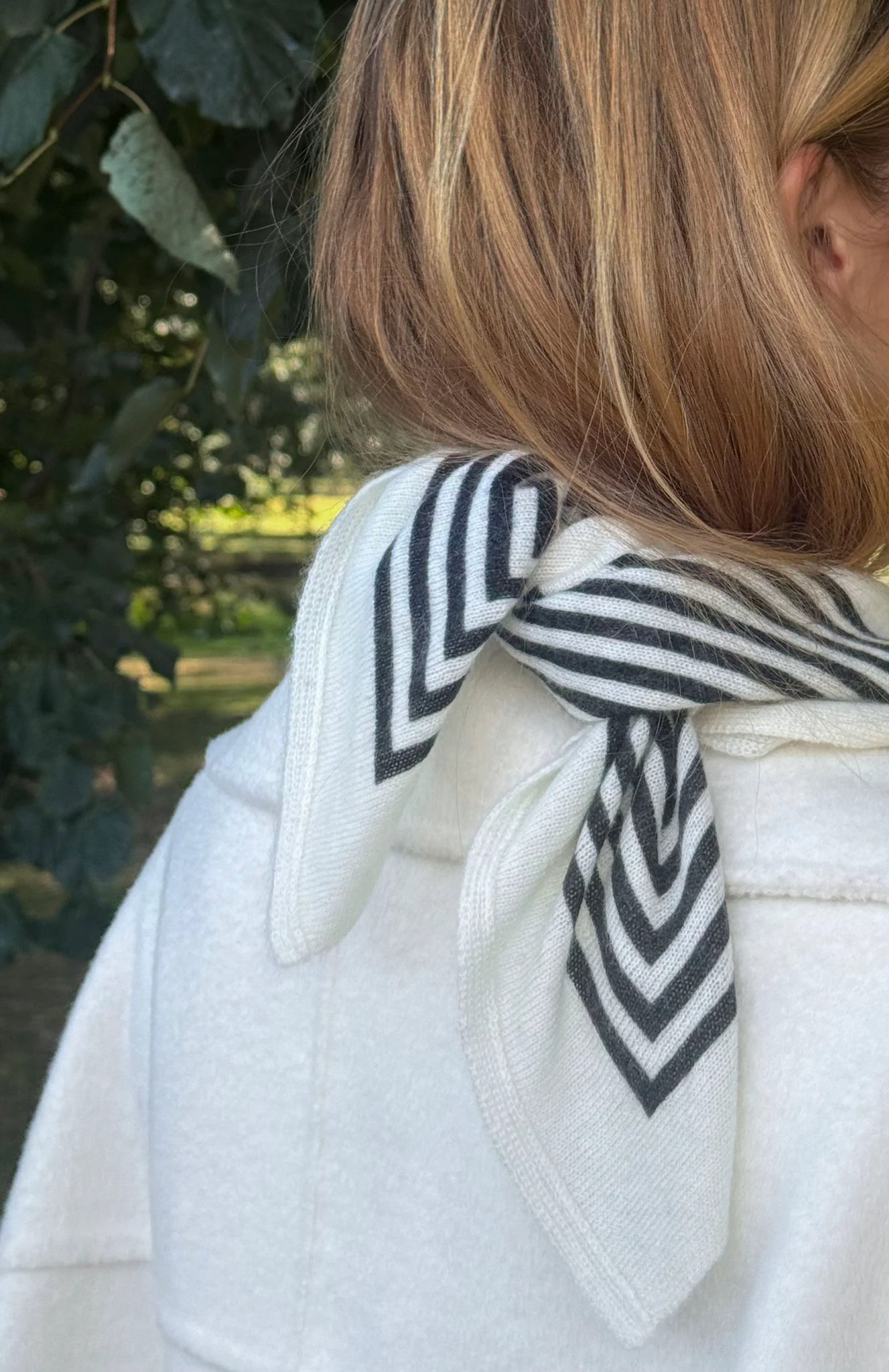 CASHMERE STRIPED SCARF | CREAM | 65 CM