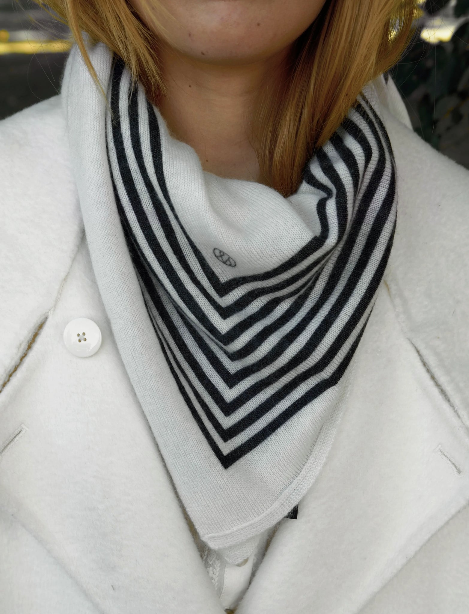 CASHMERE STRIPED SCARF | CREAM | 65 CM