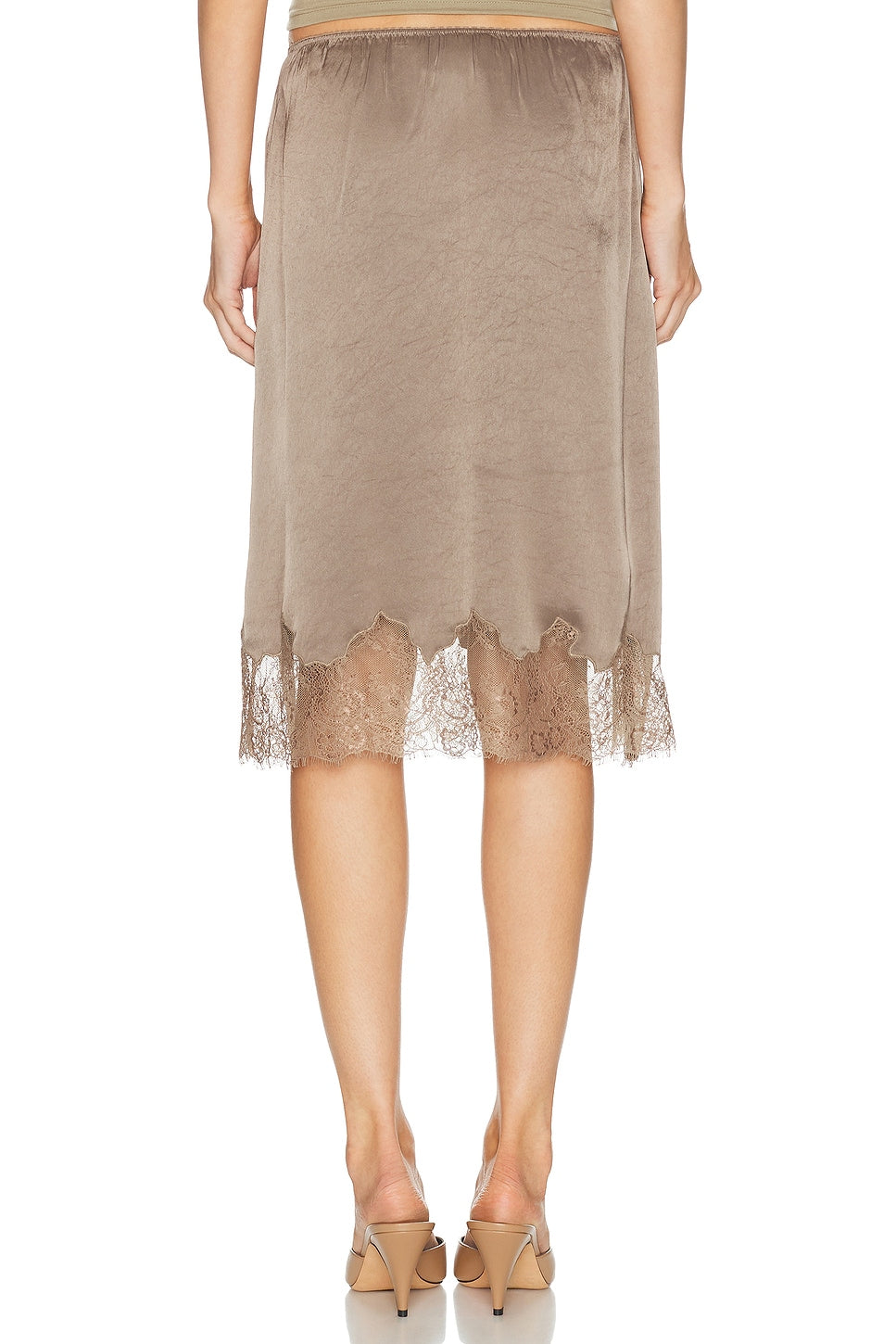Lace Trimmed Skirt in Cocoa