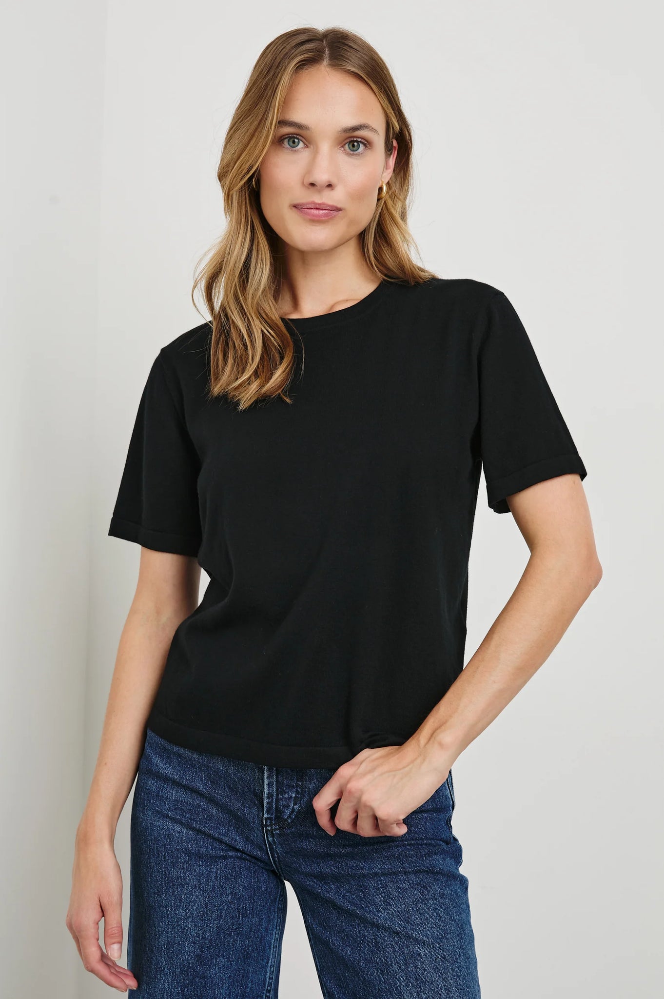 Cotton Cashmere T-Shirt in Black