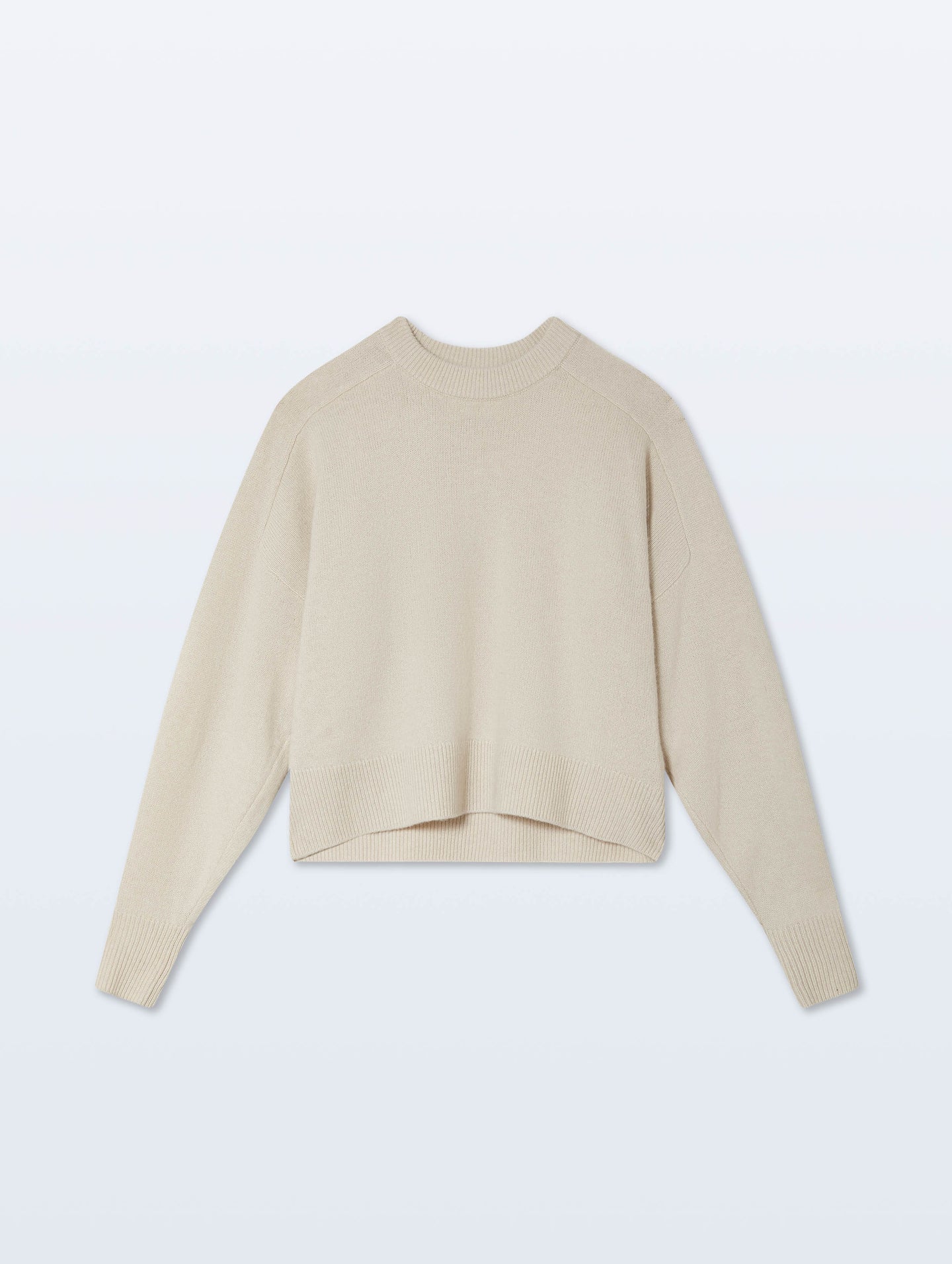 Cashmere Blend Luxe Fringe Crewneck in Ivory