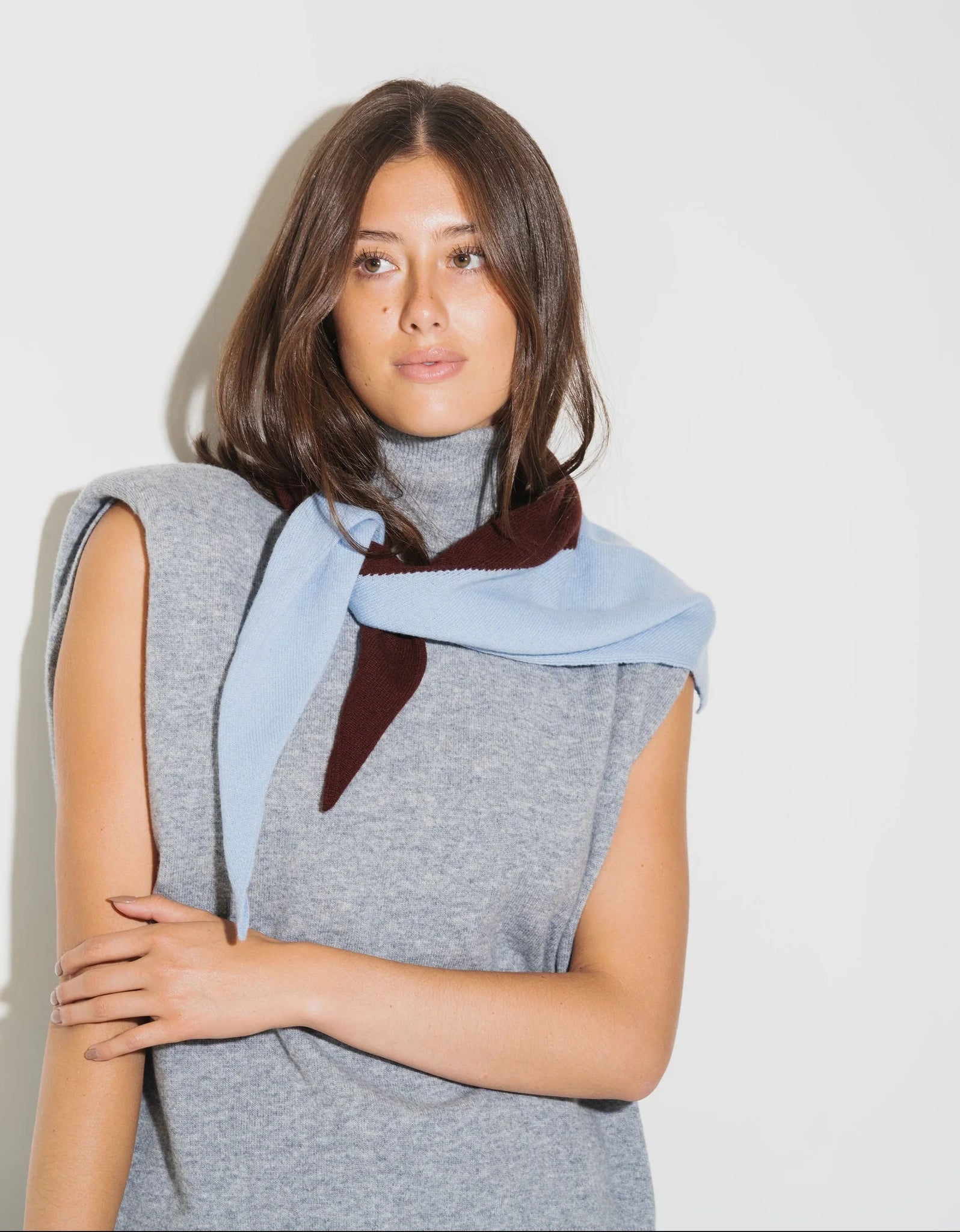 Cashmere Kerchief in Black + Ivory Stripe