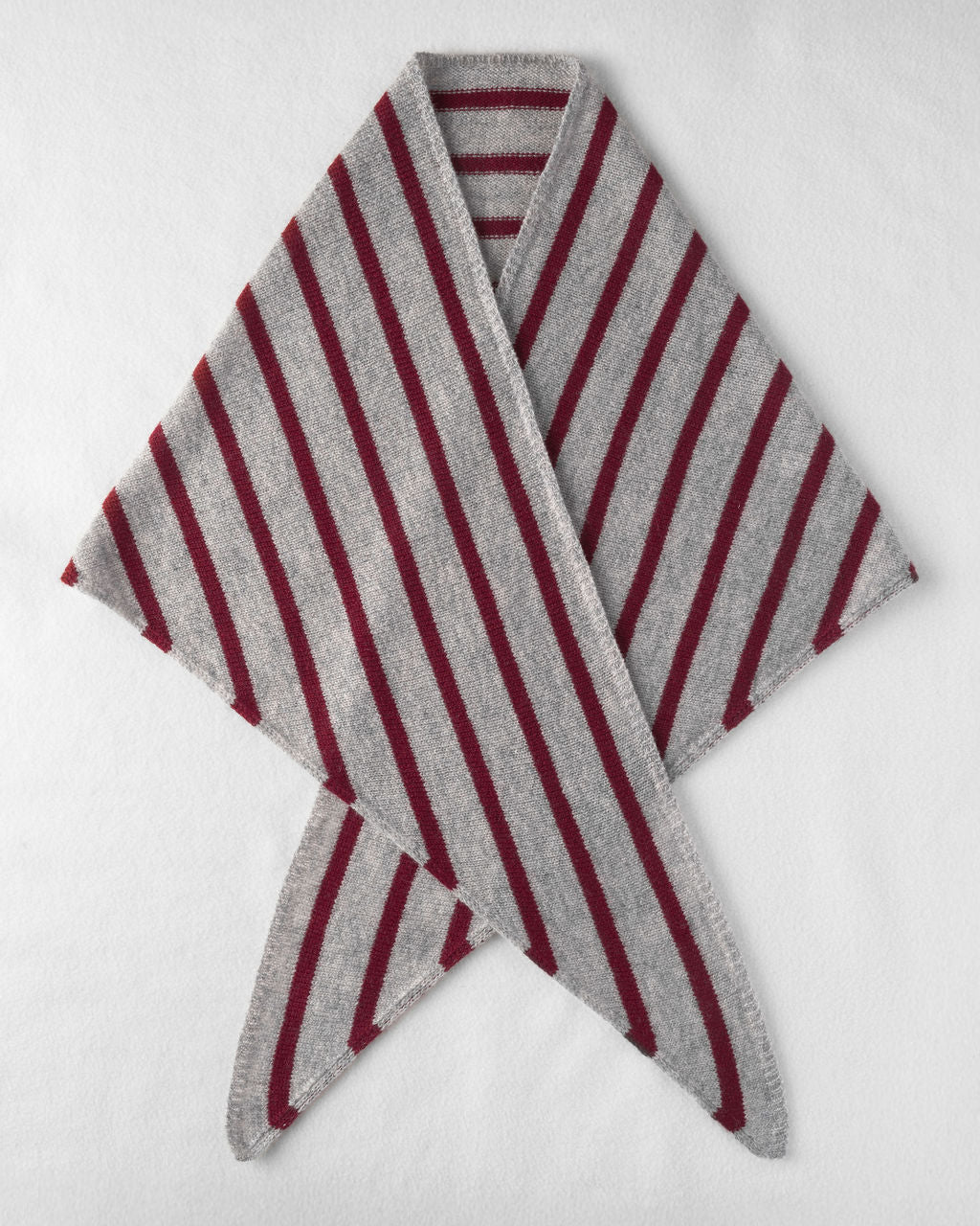 Cashmere Kerchief in Cranberry + Pebble Stripe