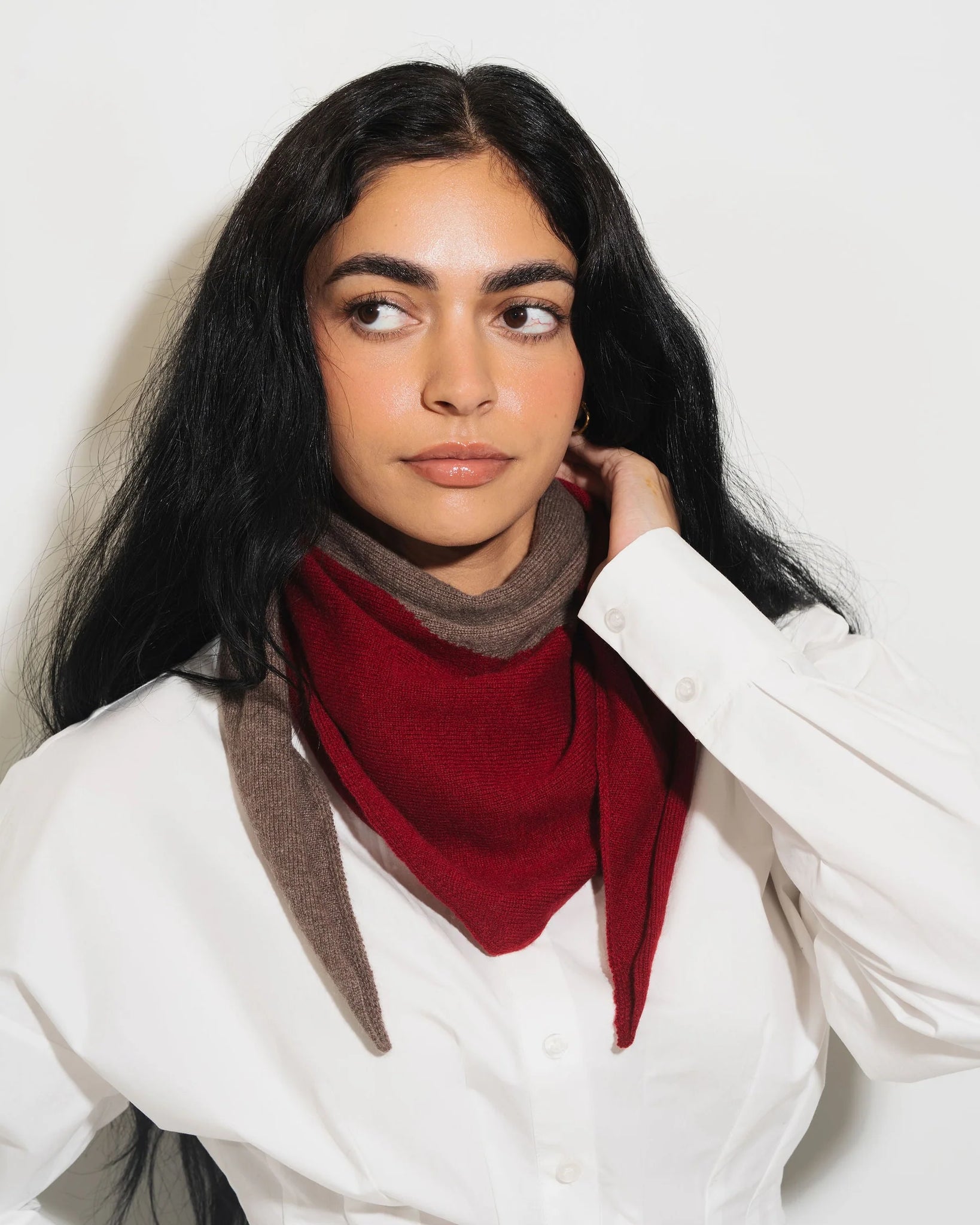 Cashmere Kerchief in Cranberry + Walnut