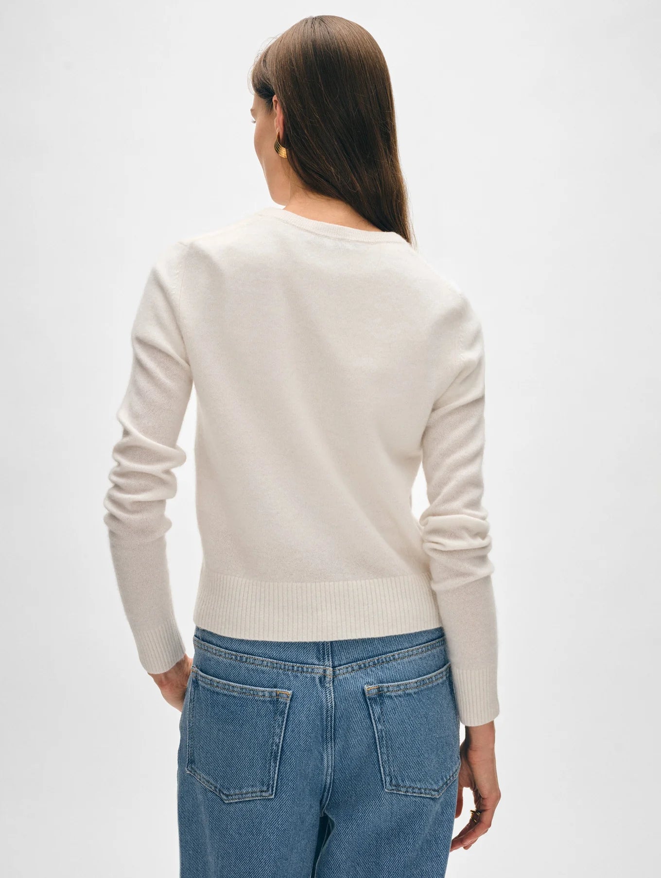 Cashmere Shrunken Crewneck in Soft White