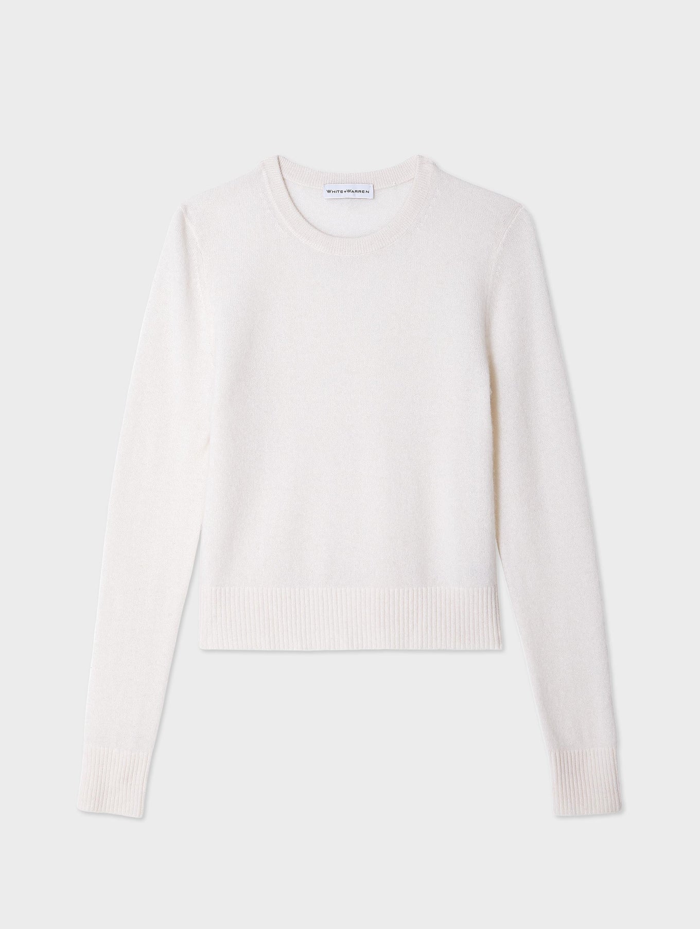 Cashmere Shrunken Crewneck in Soft White