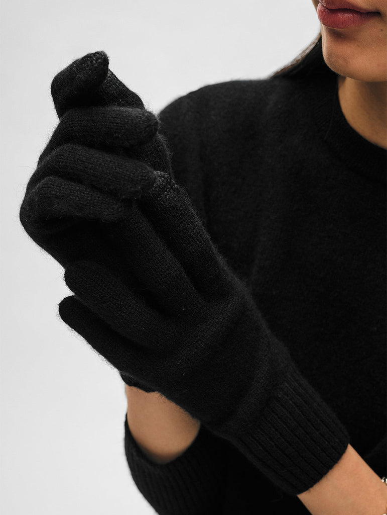 Cashmere Texting Gloves in Black
