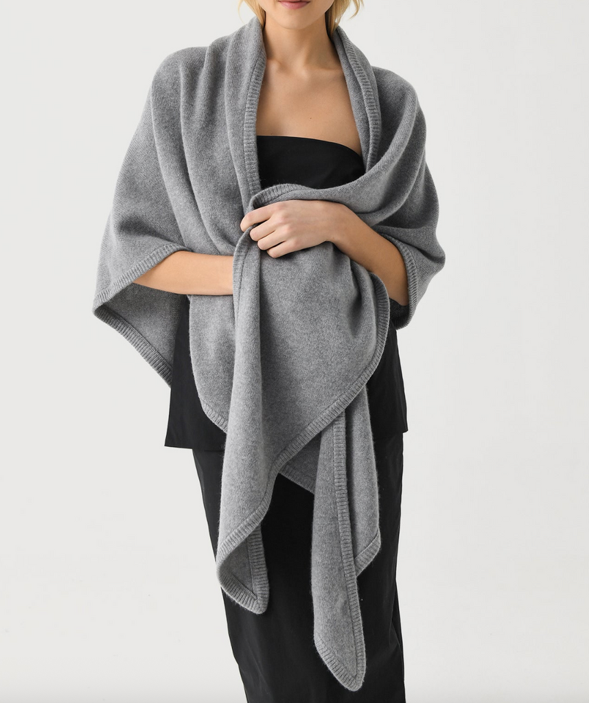 Cashmere Triangle Scarf in Grey Heather