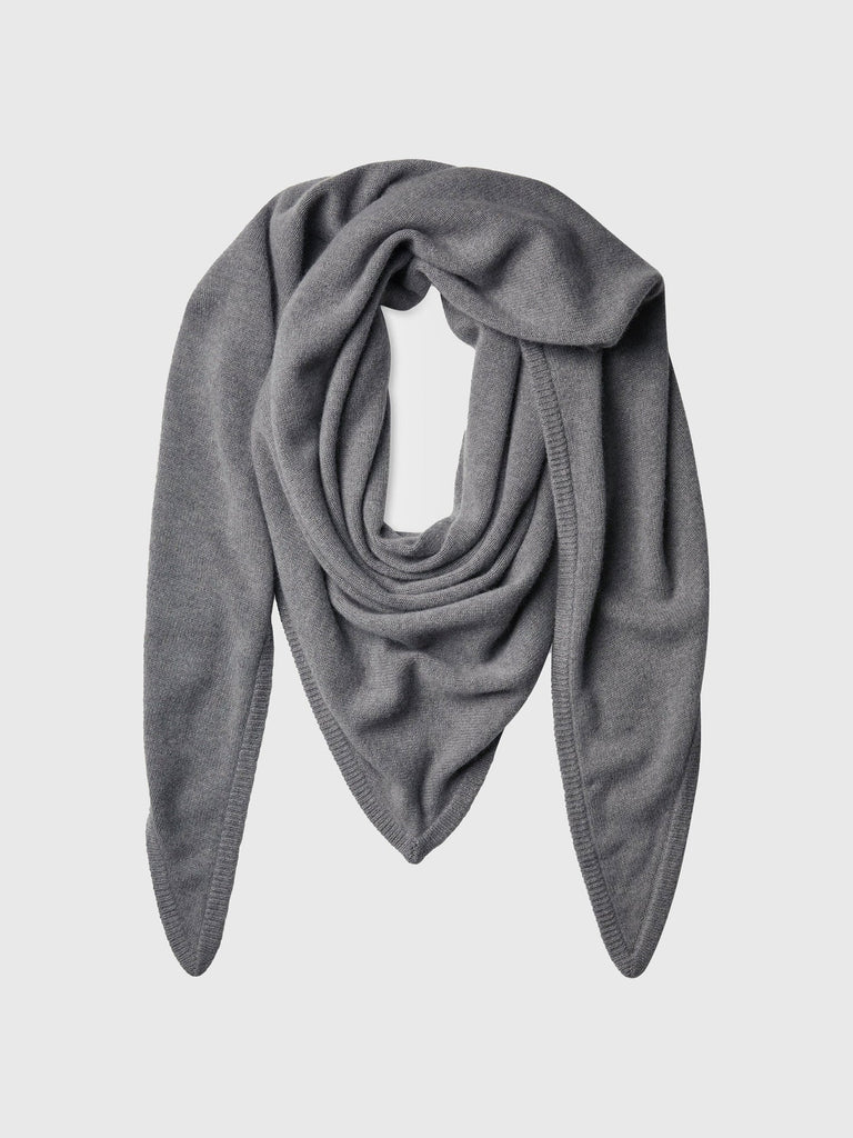 Cashmere Triangle Scarf in Grey Heather
