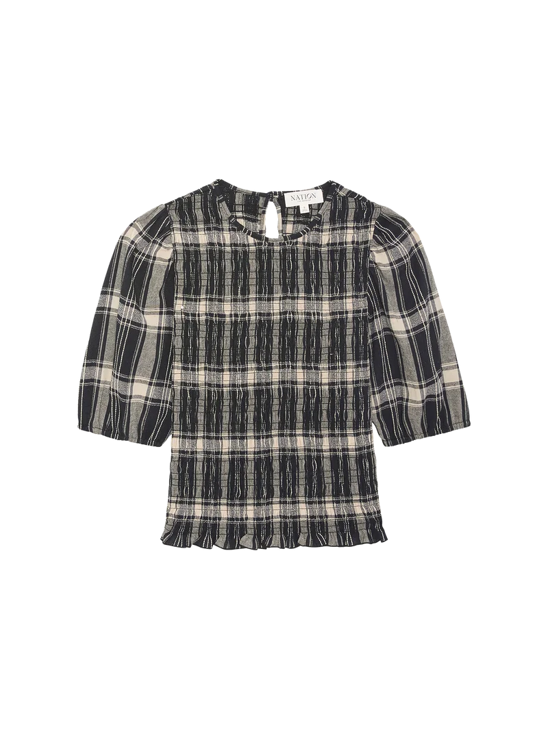 Cheryl Top in Plaid Rigato